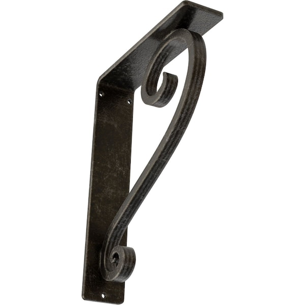 Ekena Millwork Edwards Wrought Iron Bracket, (Triple center brace), Antiqued Warm Silver 2"W x 7 1/2"D x 10"H BKTM02X07X10TEDAWS - main